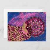 Fushia Floral Otter Briefkaart (Voorkant / Achterkant)