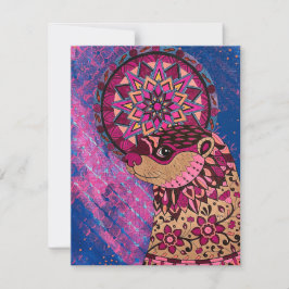 Fushia Floral Otter Notitiekaartje