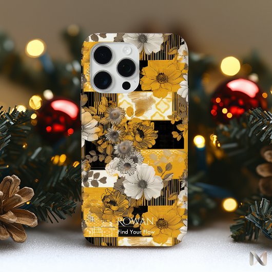 Fusion Florale Dorée – Étui Téléphone Élégant