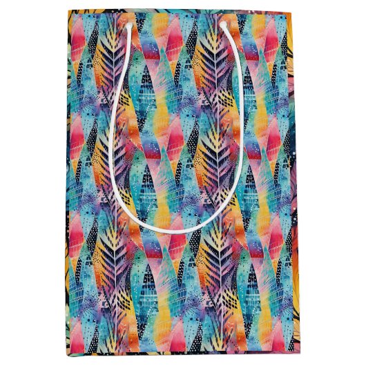 Fusion Harmony: Kleurrijke Waterverf Batik Shibori Medium Cadeauzakje (Voorkant)