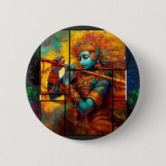 FUSION-LORD KRISHNA Chennai Ronde Button 5,7 Cm (Voorkant)