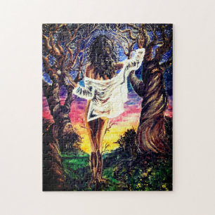 Fusion - Waterverfschilderij - Dame van het Bos Legpuzzel