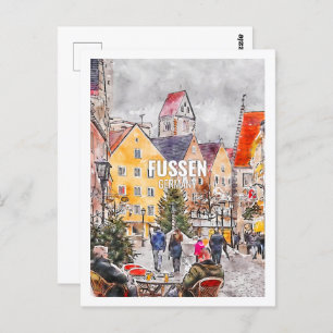 Fussen Duitsland Beroemde Reisplaats Waterverf Briefkaart