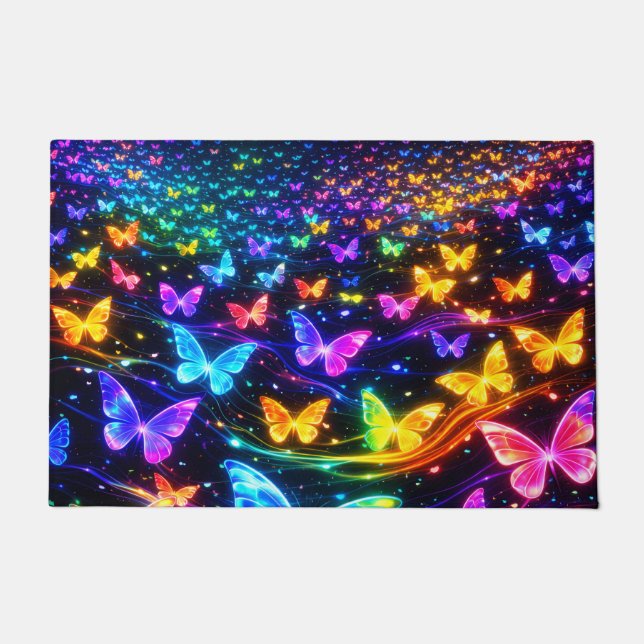 Fussmatte Schmetterlingsmotiv Neonfarben Deurmat (Voorkant)