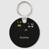 Fussy Black Cats Gele ogen Sleutelhanger (Achterkant)