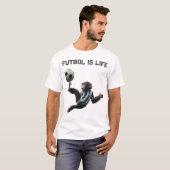 'Futbol is het leven' Voetbal Chimp T-shirt (Voorkant volledig)