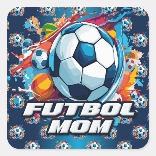 Futbol Moeder Voetbal Patroon Vierkante Sticker (Voorkant)
