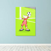 Futbol portero haciendo un saque de arco canvas afdruk (Insitu (Houten vloer))