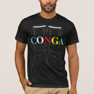 Fûts Conga et T-shirt noir texte