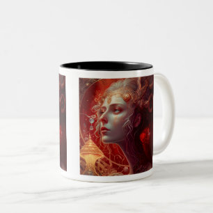 Futur Art Nouveau Femme Mug à deux tons, 11 oz