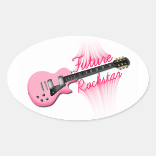 Futur autocollant rose d'ovale de guitare de