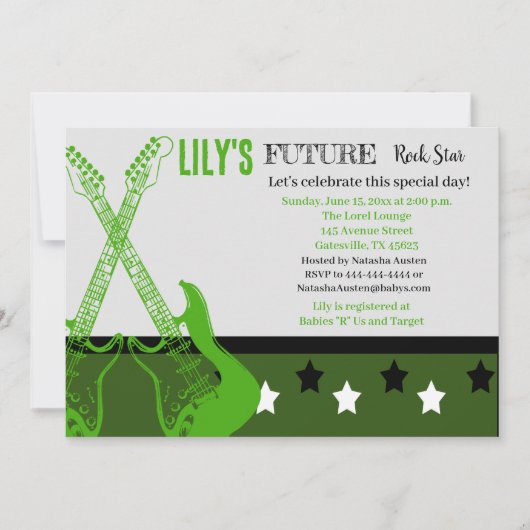 Futur Baby shower Rocker Green Invitation (Devant)