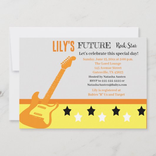Futur Baby shower Rocker Invitation Jaune (Devant)