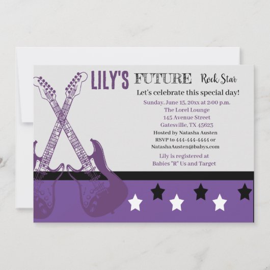 Futur Baby shower Rocker Purple Invitation (Devant)