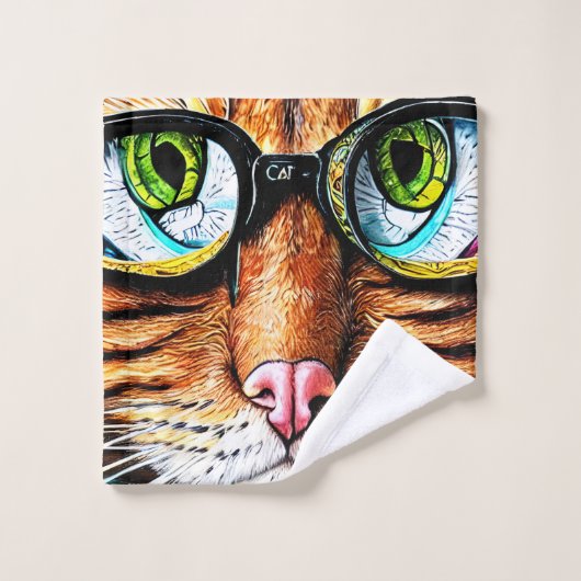 Futur Chat Portant des lunettes (Gant de toilette)