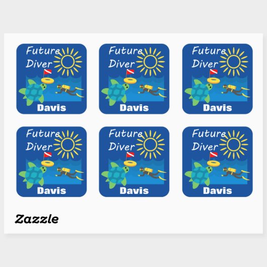 Futur Diver Design - Stickers Carrés (Feuille)