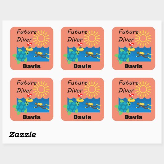 Futur Diver Design - Stickers Carrés (Feuille)