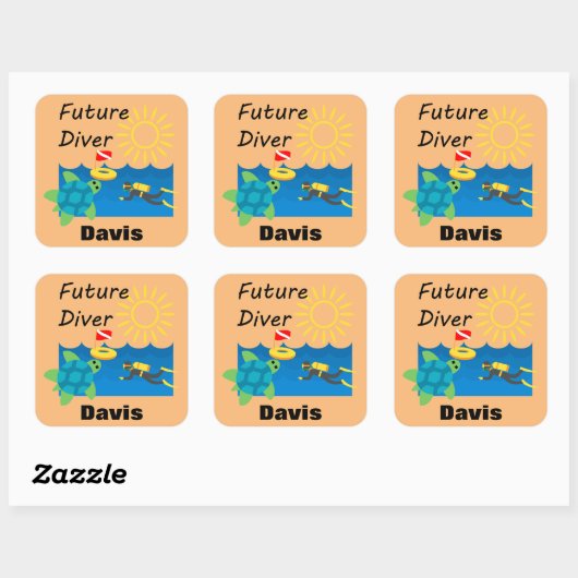 Futur Diver Design - Stickers Carrés (Feuille)