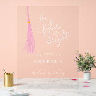 Futur est clair rose clair Tassel Grad Party Sign