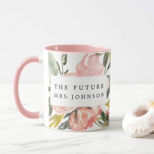 Futur Floral Rustique Mme Coffee Mug (Avec donut)