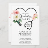 Futur Infirmière Diplôme Stethoscope Invitation (Devant / Derrière)