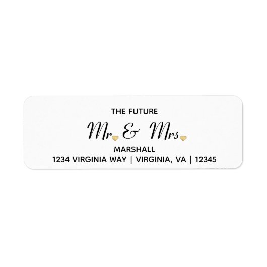 Futur M. & Mme Mariage Adresse Étiquette de retour (Devant)