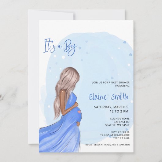 Futur Maman Bleu C'est un Garçon Invitation à une (Devant)