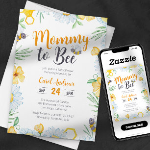 Futur Maman Invitation Fleurs Aquarelle pour Baby