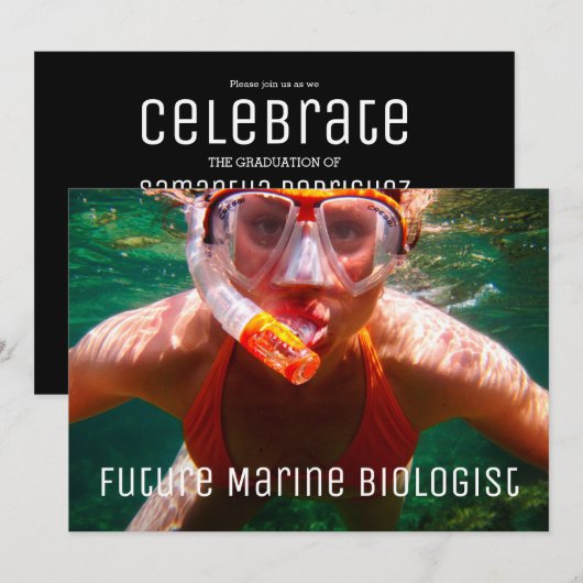 Futur moderne Carrière Photo Graduation Invitation (Devant / Derrière)