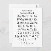Futura Book - Zazzle Font Sampler Sheet Briefkaart (Voorkant / Achterkant)