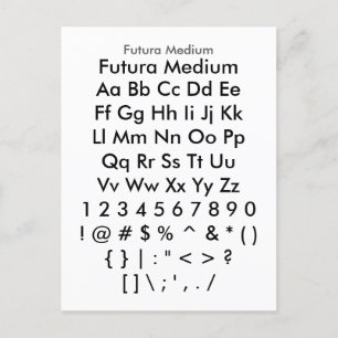 Futura Medium - Zazzle Font Sampler Blad Briefkaart