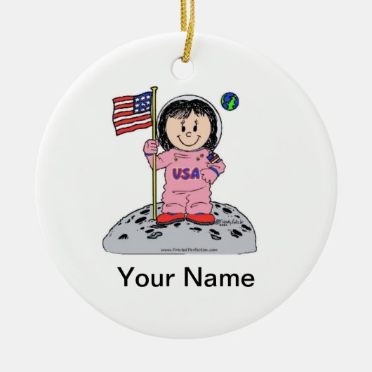 Future Astronaut - Vrouw, Roze Keramisch Ornament (Voorkant)