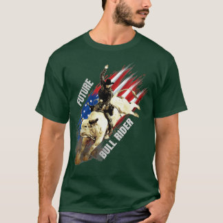 Future Bull Rider Gift Patriottic American Flag vo T-shirt