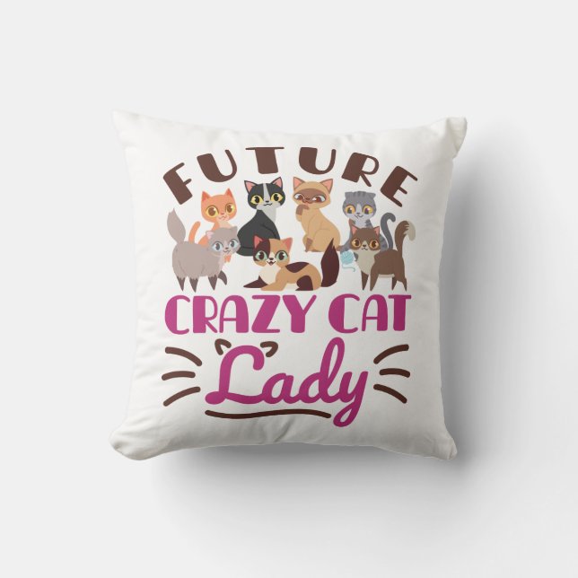 Future Crazy Cat Lady Kussen (Voorkant)