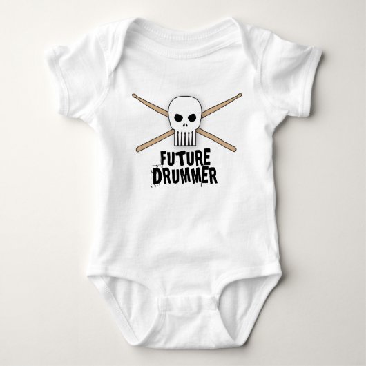 Future Drummer Skull Rocker Baby Romper (Voorkant)