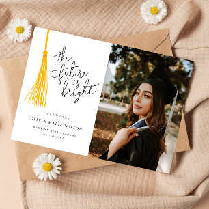 Future is Bright Yellow Graduation Announcement Kaart