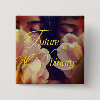 Future is Non-binary Floral Sticker Vierkante Button 5,1 Cm
