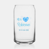 Future mariée Mme ajouter nom date bleu cœur aquar (Recto)