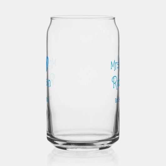 Future mariée Mme ajouter nom date bleu cœur aquar (Droite)