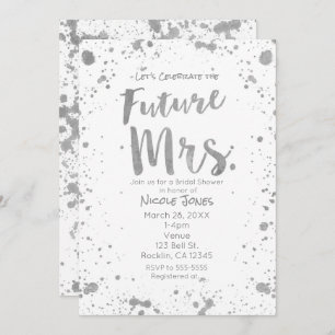 FUTURE Mme invitation blanche argentée de Fête de