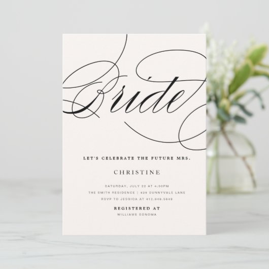 Future Mme invitation de jeune mariée moderne de (Debout devant)