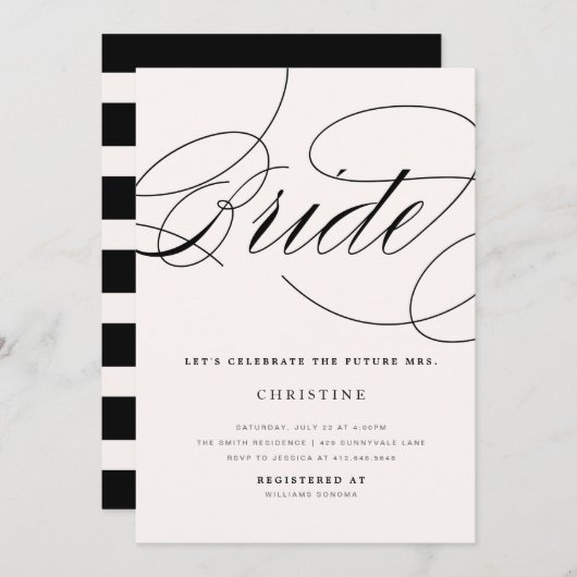 Future Mme invitation de jeune mariée moderne de (Devant / Derrière)