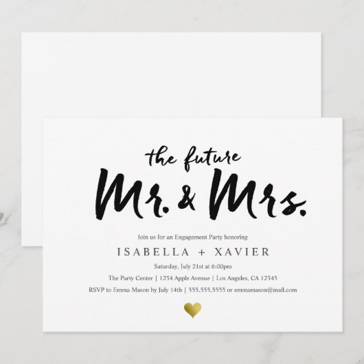 Future Mr. en mevrouw | Uitnodiging voor de indien (Voorkant / Achterkant)