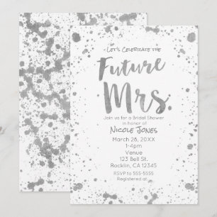 FUTURE MRS. Invitation Silver White Bridal Shower