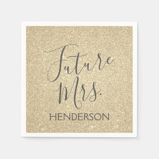 Future Mrs Luxury Gold Sparkle Glitter Servet (Voorkant)