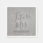 Future Mrs Luxury Silver Sparkle Glitter Servet (Voorkant)