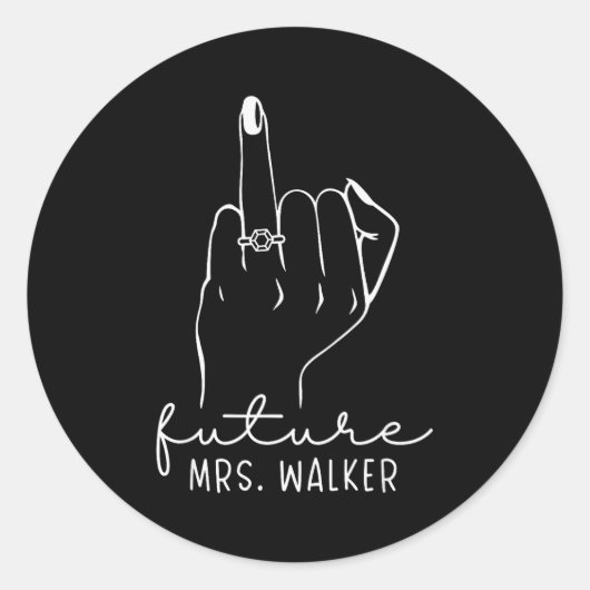 Future Mrs. Walker New Bridal To Be Fiance Bachelo Ronde Sticker (Voorkant)