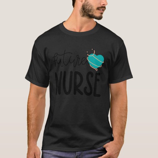 Future Nurse Nursing Student Stethoscope Heart T-shirt (Voorkant)