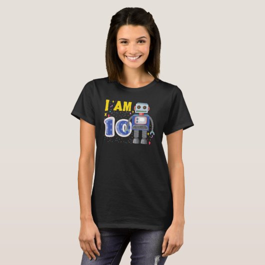 Future Robotics Ik Ben 10 Verjaardagsfeestje Jonge T-shirt (Voorkant volledig)