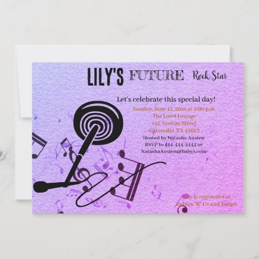 Future Rock Star Baby shower Uitnodiging (Voorkant)